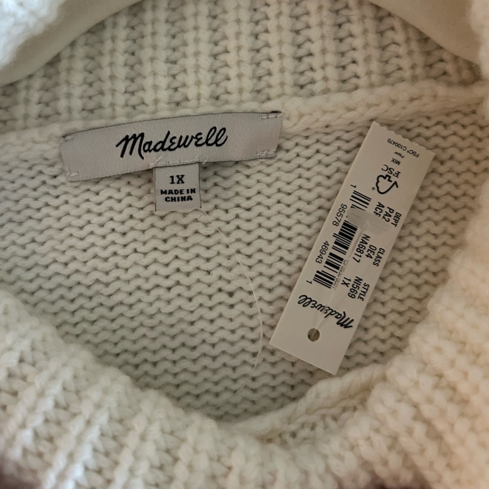 Madewell Sadler Turtleneck Ivory Sweater Sz 1X Knit Wool Pullover - Picture 5 of 6